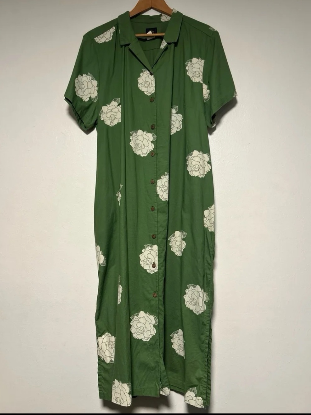 Vintage Sig Zane Green Floral Button-up Midi Dress size 3XL 2XL XL